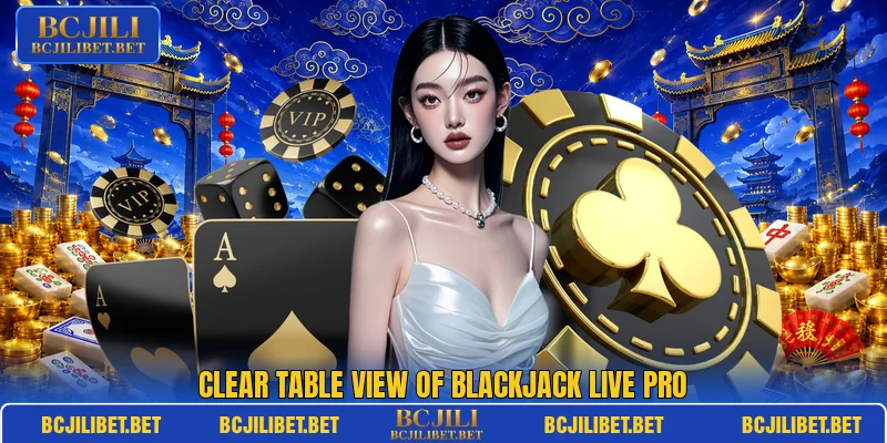 Clear table view of Blackjack Live Pro