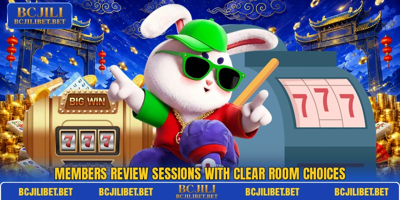 Members review sessions with clear room choices