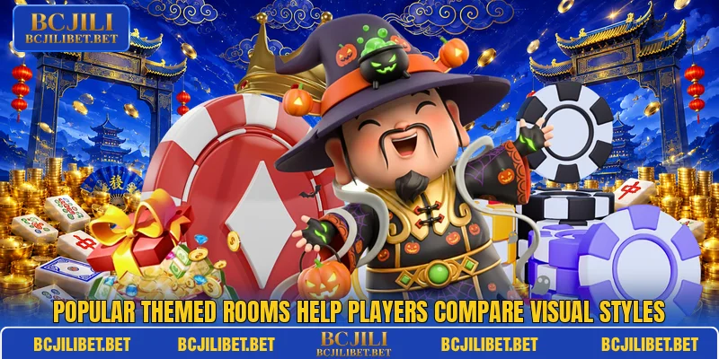 Popular themed rooms help players compare visual styles