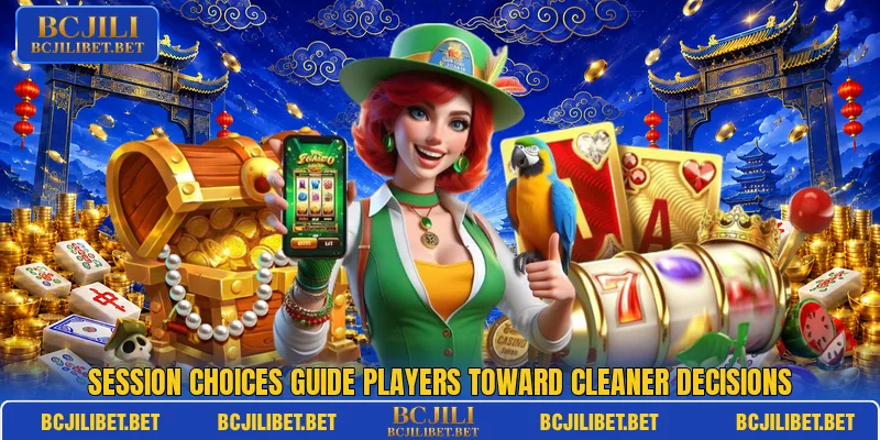 Session choices guide players toward cleaner decisions